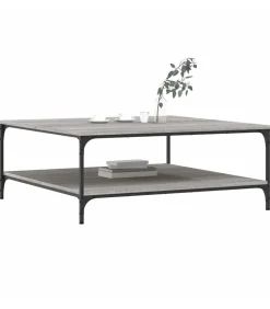 vidaXL Salontafel 100x100x40 cm bewerkt hout grijs sonoma eikenkleurig
