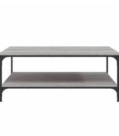 vidaXL Salontafel 100x100x40 cm bewerkt hout grijs sonoma eikenkleurig