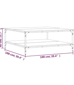 vidaXL Salontafel 100x100x40 cm bewerkt hout grijs sonoma eikenkleurig
