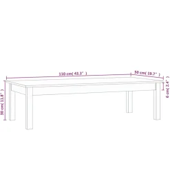 vidaXL Salontafel 110x50x30 cm massief grenenhout wit