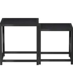 Salontafels 2 st MDF zwart Tafels