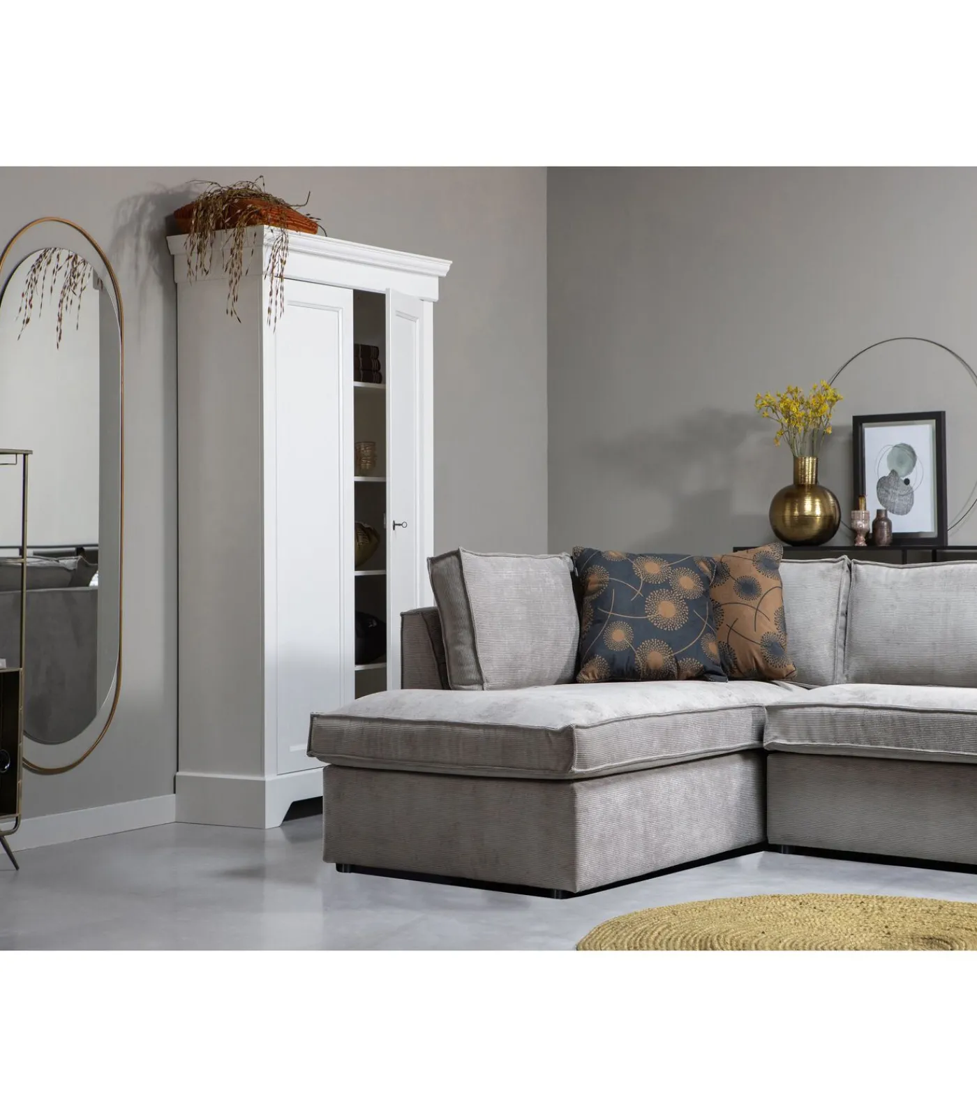 WOOOD Sanou Passpiegel Ovaal XL - Ijzer - Antique Brass - 168x60x1