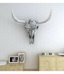 vidaXL Schedel muurdecoratie aluminium zilver