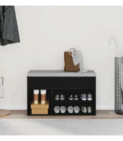 vidaXL Schoenenbank met plank Zwart eiken 80 x 30 x 45 cm Bewerkt hout