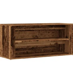 vidaXL Schoenenbank 100x35x45 cm bewerkt hout oud houtkleurig