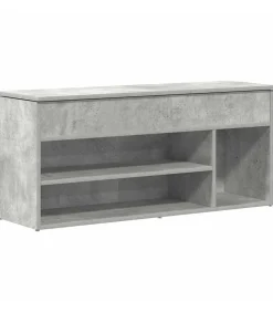 vidaXL Schoenenbank 102x30,5x45 cm bewerkt hout betongrijs