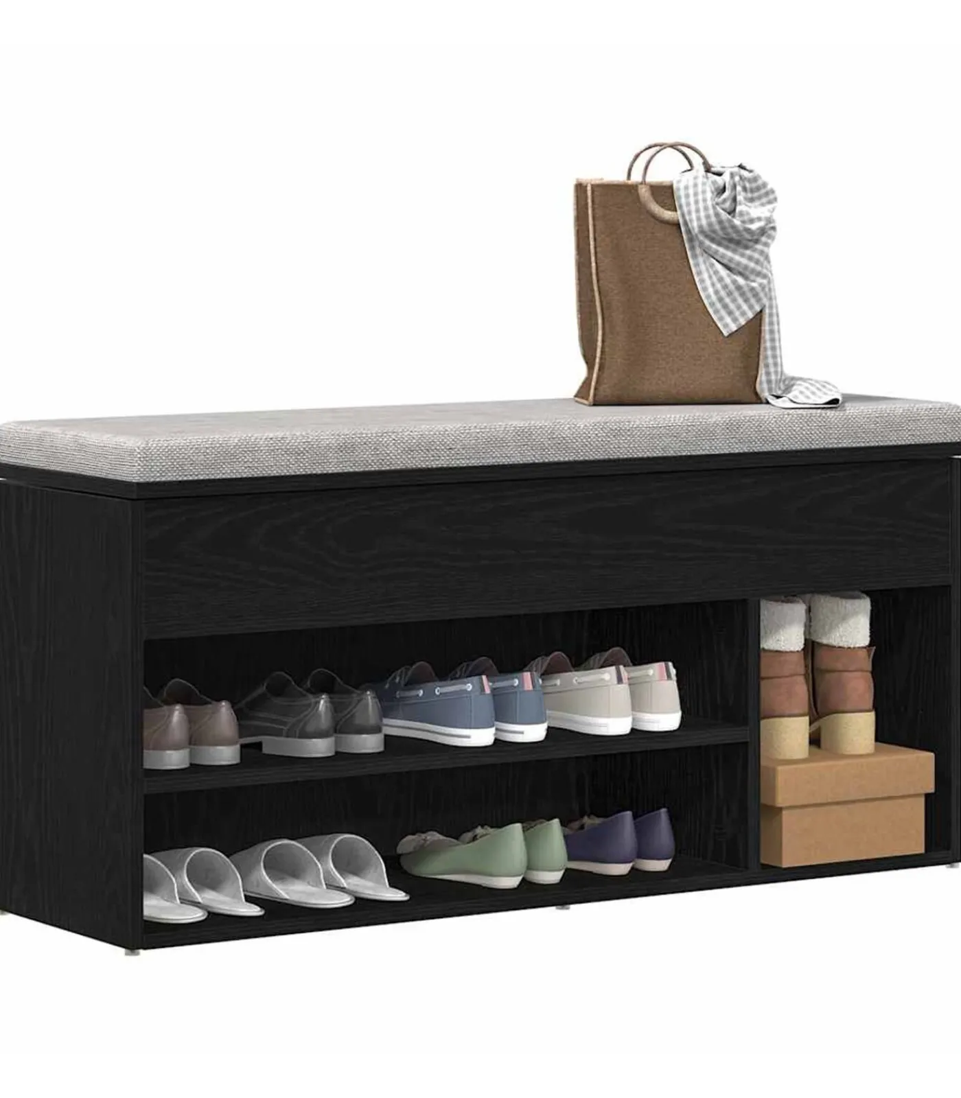 vidaXL Schoenenbank 102x30,5x45 cm spaanplaat zwart eikenkleurig