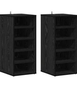 Clearance Schoenenkast 2 pcs Zwart eiken 32 x 35 x 70 cm Bewerkt hout Organiseren