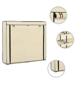 vidaXL Schoenenkast met hoes 115x28x110 cm stof crème