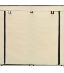 vidaXL Schoenenkast met hoes 115x28x110 cm stof crème