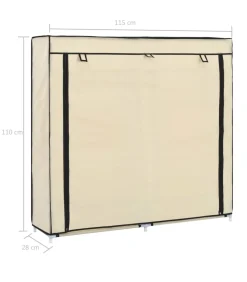 vidaXL Schoenenkast met hoes 115x28x110 cm stof crème