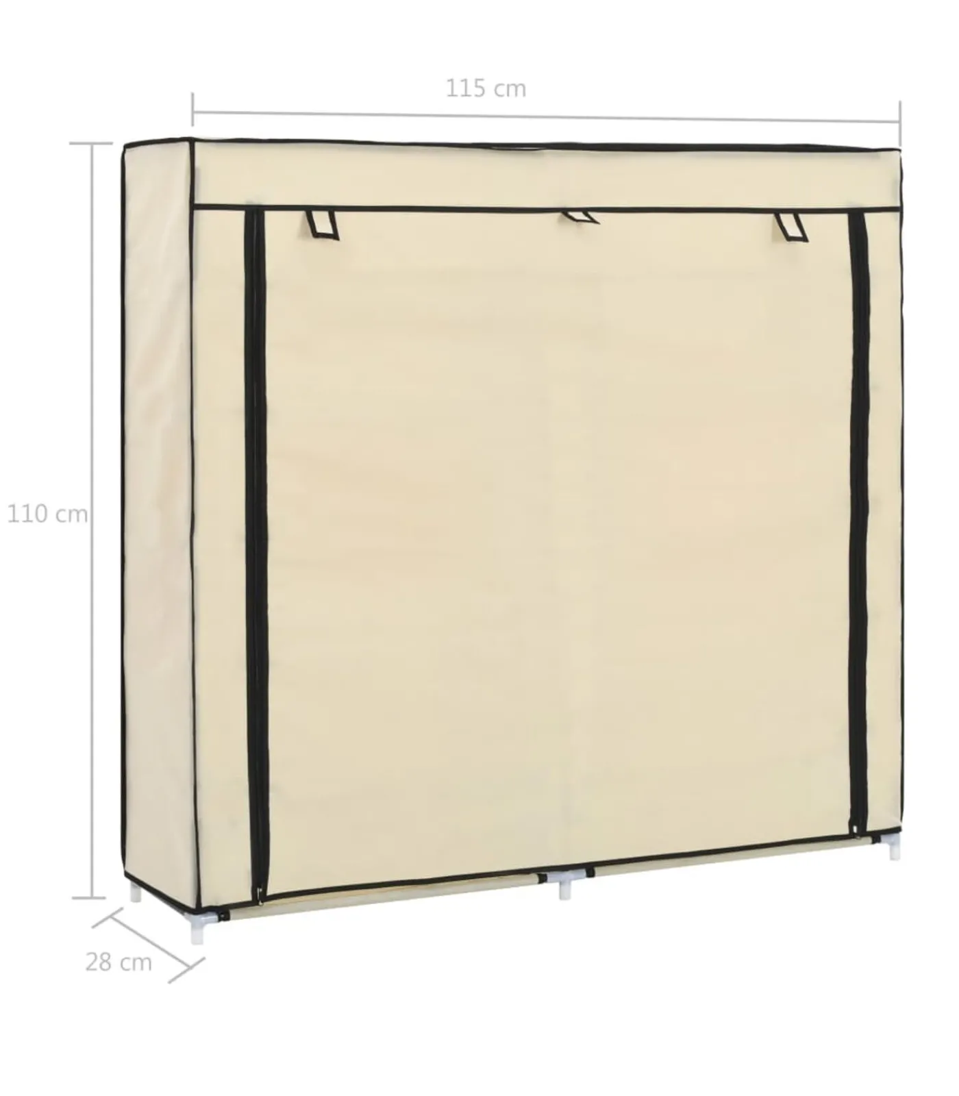 vidaXL Schoenenkast met hoes 115x28x110 cm stof crème