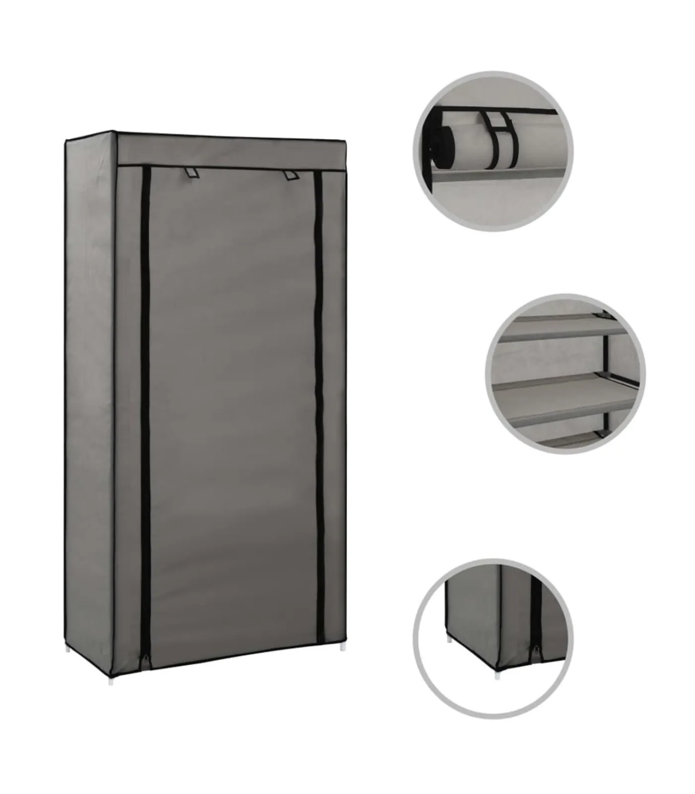 vidaXL Schoenenkast met hoes 58x28x106 cm stof grijs