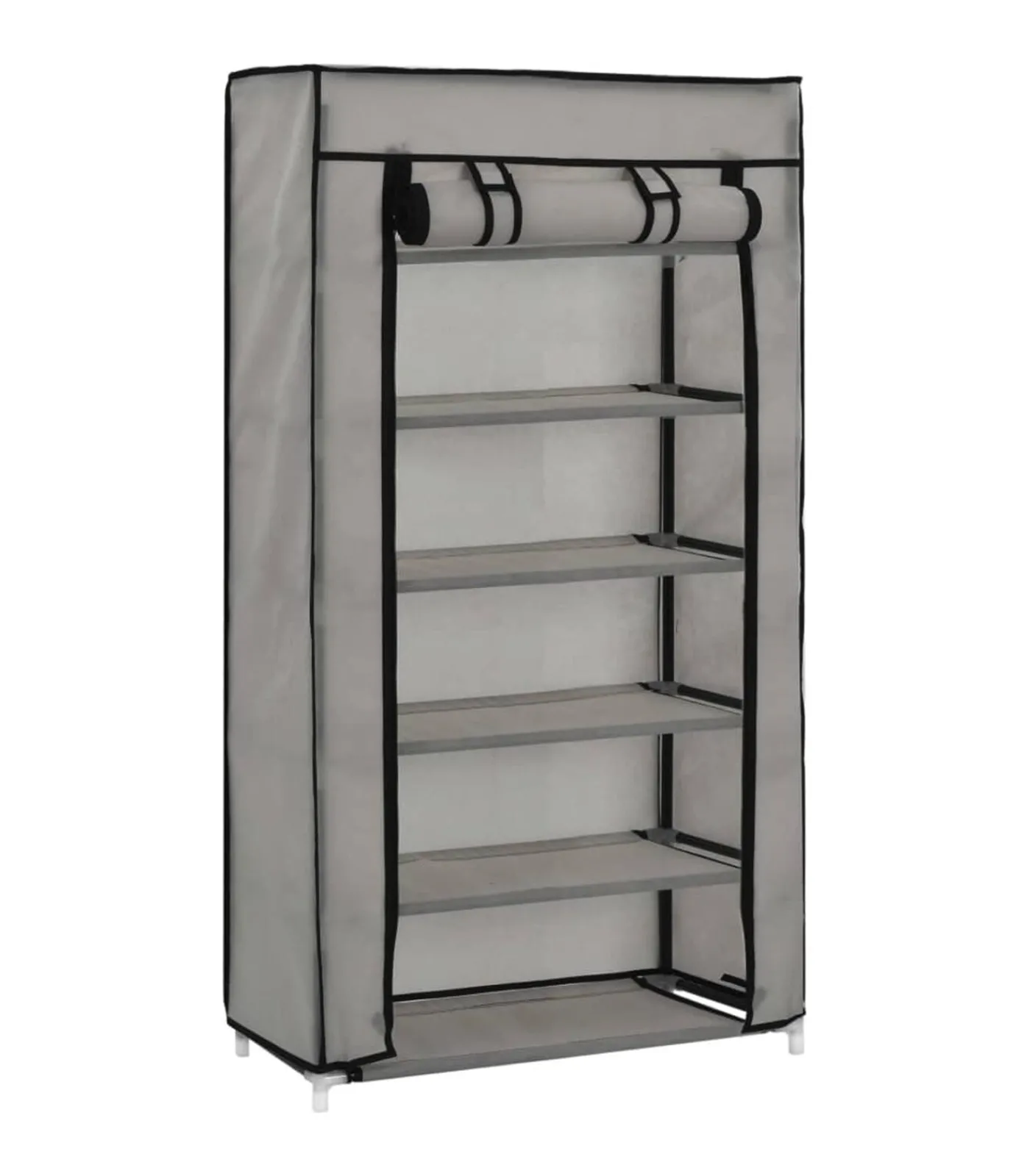 vidaXL Schoenenkast met hoes 58x28x106 cm stof grijs