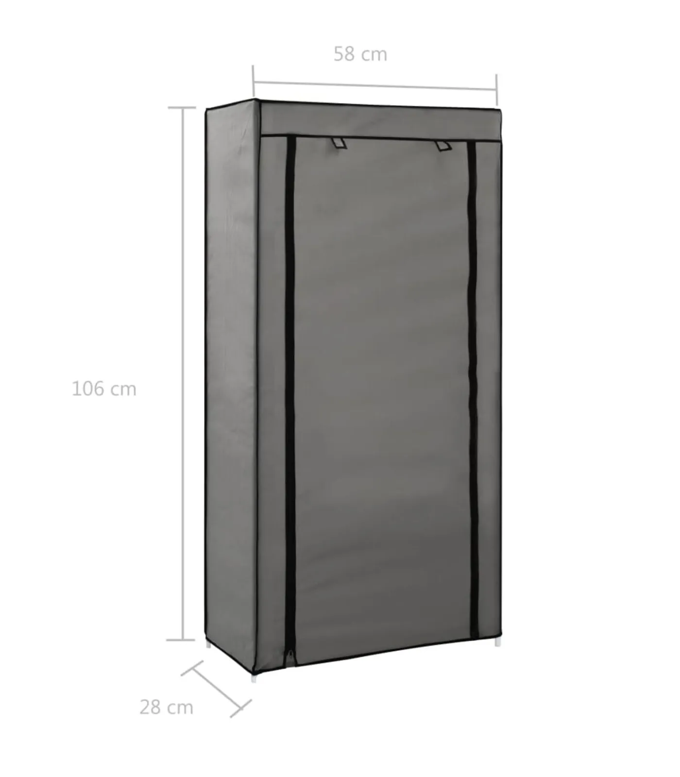 vidaXL Schoenenkast met hoes 58x28x106 cm stof grijs