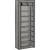 vidaXL Schoenenkast met hoes 57x29x162 cm stof grijs