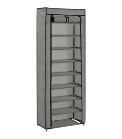 vidaXL Schoenenkast met hoes 57x29x162 cm stof grijs