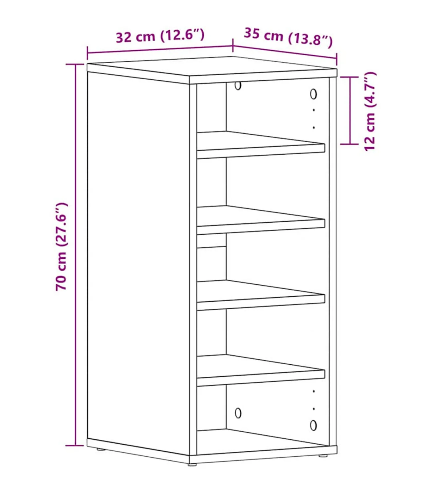 Discount Schoenenkast met plank Zwart eiken 32 x 35 x 70 cm Bewerkt hout Organiseren