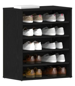 Discount Schoenenkast met plank Zwart eiken 60 x 35 x 70 cm Bewerkt hout Organiseren