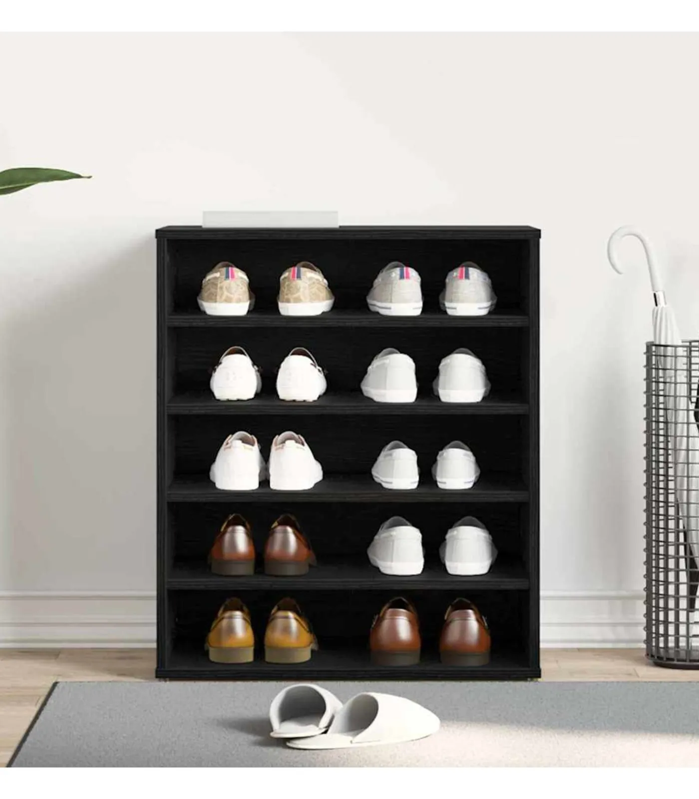 Discount Schoenenkast met plank Zwart eiken 60 x 35 x 70 cm Bewerkt hout Organiseren