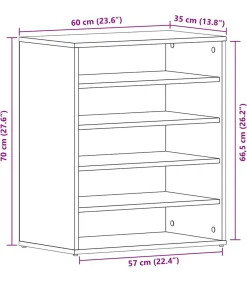 Discount Schoenenkast met plank Zwart eiken 60 x 35 x 70 cm Bewerkt hout Organiseren