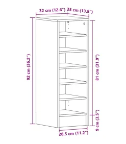 Best Schoenenkast met plank Zwart eiken 32 x 35 x 90 cm Bewerkt hout Organiseren