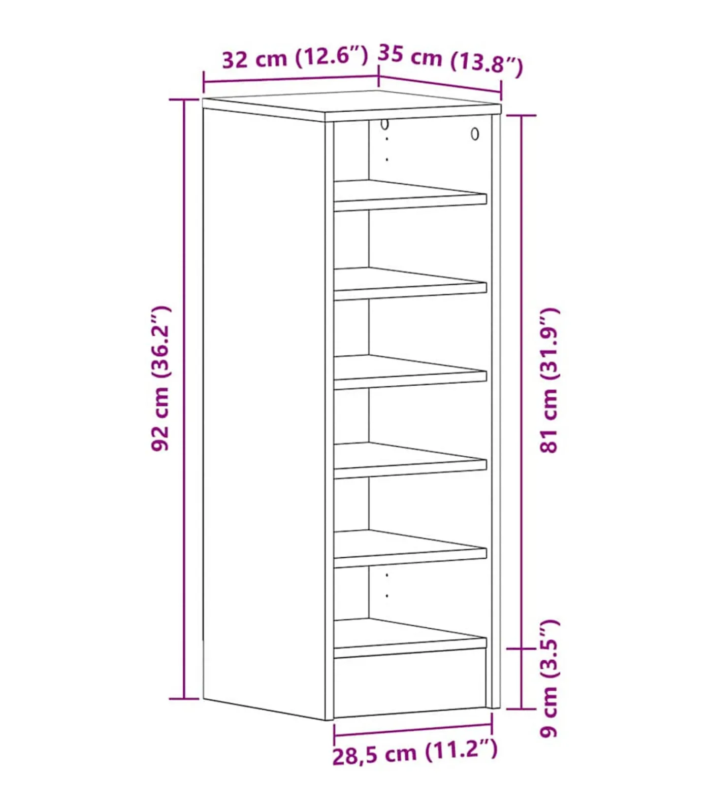 Best Schoenenkast met plank Zwart eiken 32 x 35 x 90 cm Bewerkt hout Organiseren