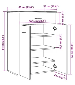 vidaXL Schoenenkast 60x35x84 cm bewerkt hout oud houtkleurig