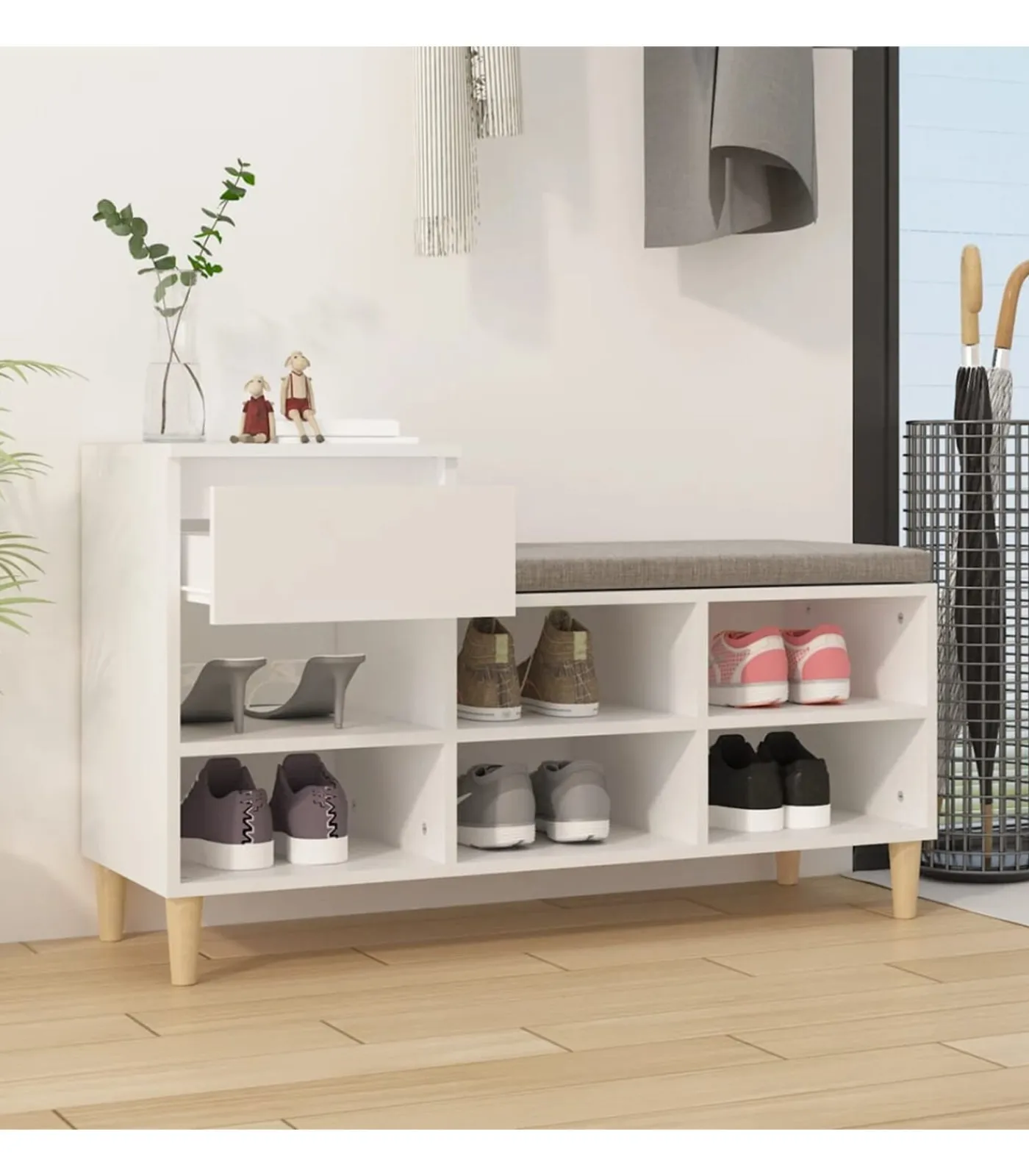 vidaXL Schoenenkast 102x36x60 cm bewerkt hout wit