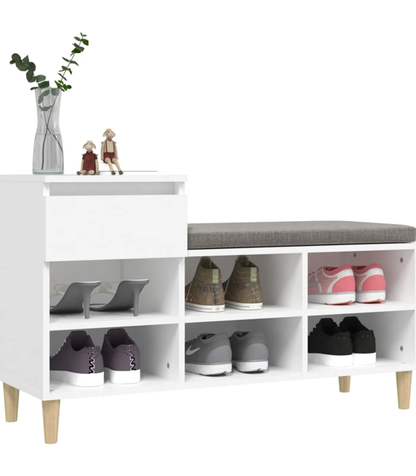 vidaXL Schoenenkast 102x36x60 cm bewerkt hout wit