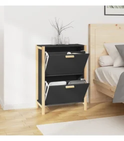 vidaXL Schoenenkast 57,5x33x80 cm bewerkt hout zwart