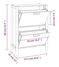 vidaXL Schoenenkast 57,5x33x80 cm bewerkt hout zwart