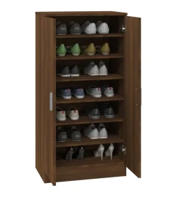 Clearance Schoenenkast 55x35x108 cm bewerkt hout bruin eikenkleur Organiseren