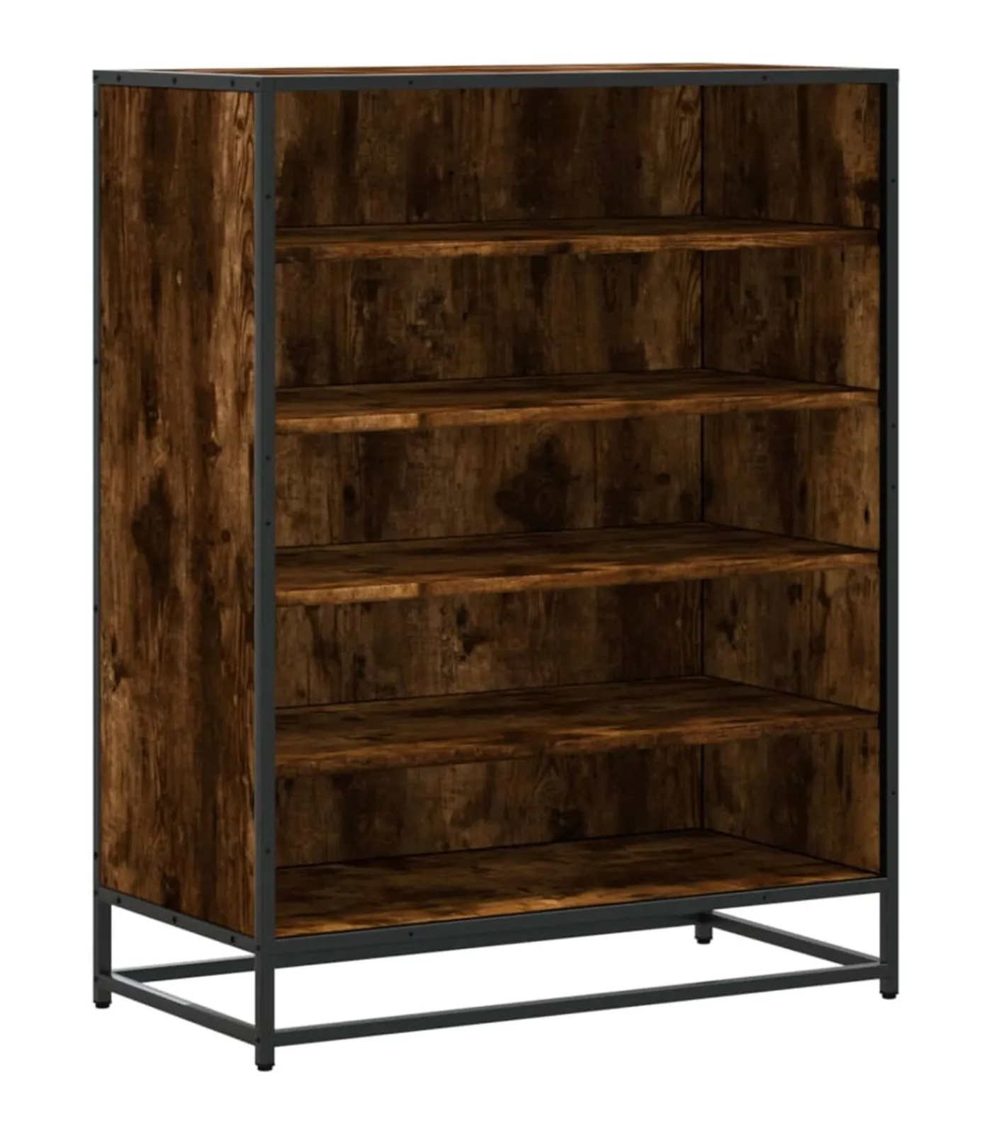 vidaXL Schoenenkast 75x38x97,5 cm bewerkt hout en metaal gerookt eiken