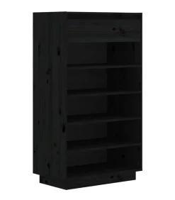 vidaXL Schoenenkast 60x34x105 cm massief grenenhout zwart