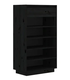 vidaXL Schoenenkast 60x34x105 cm massief grenenhout zwart