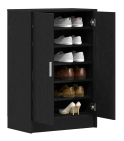 Online Schoenenkast 60x35x92 cm spaanplaat zwart eikenkleurig Organiseren