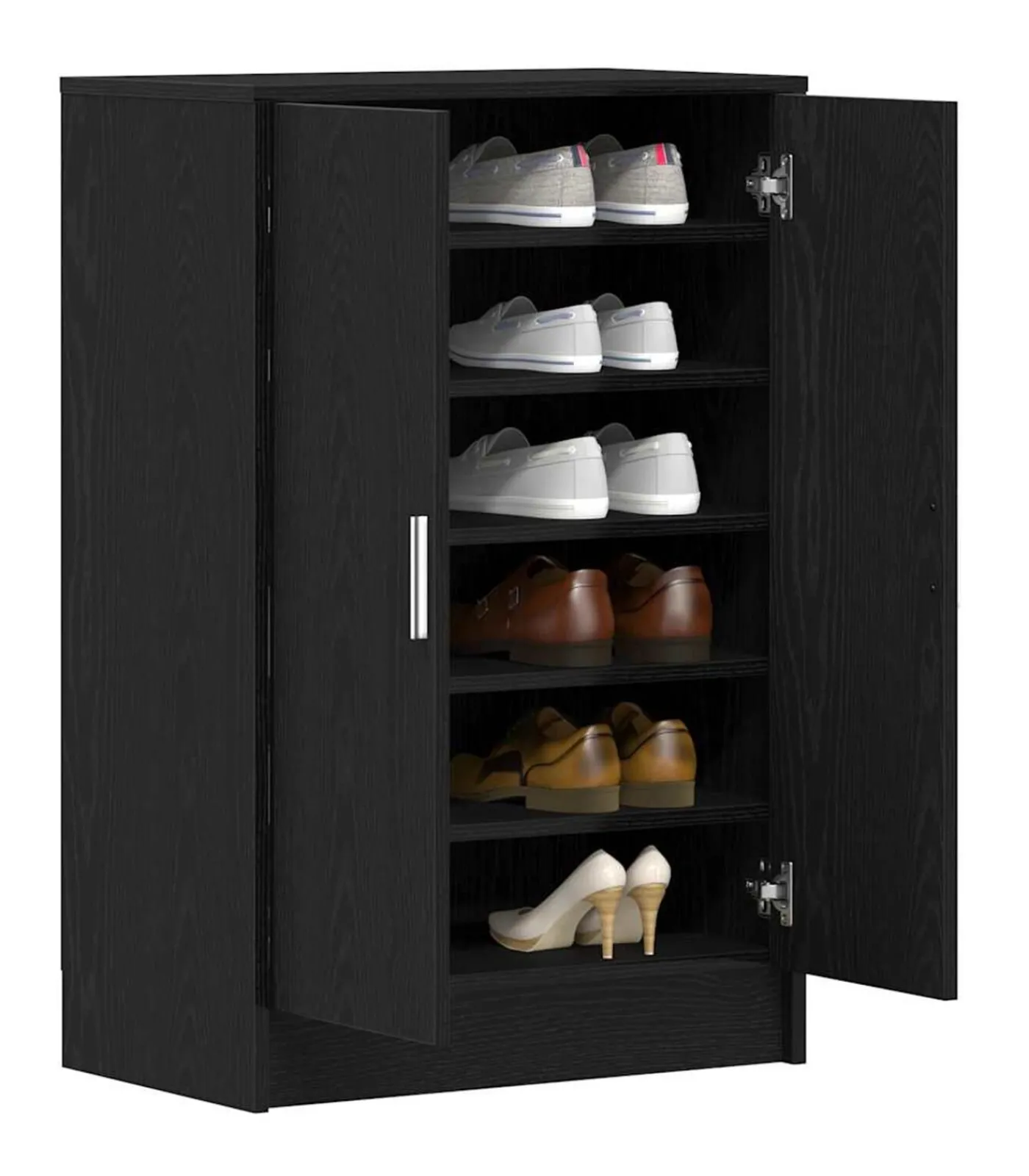 Online Schoenenkast 60x35x92 cm spaanplaat zwart eikenkleurig Organiseren