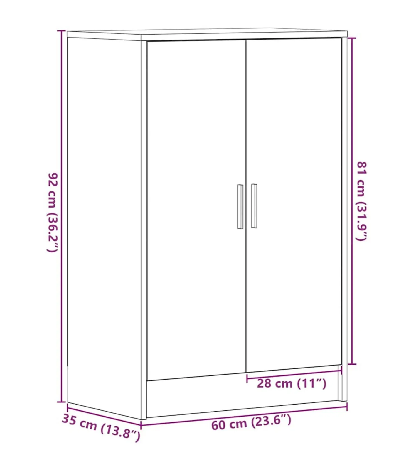 Online Schoenenkast 60x35x92 cm spaanplaat zwart eikenkleurig Organiseren