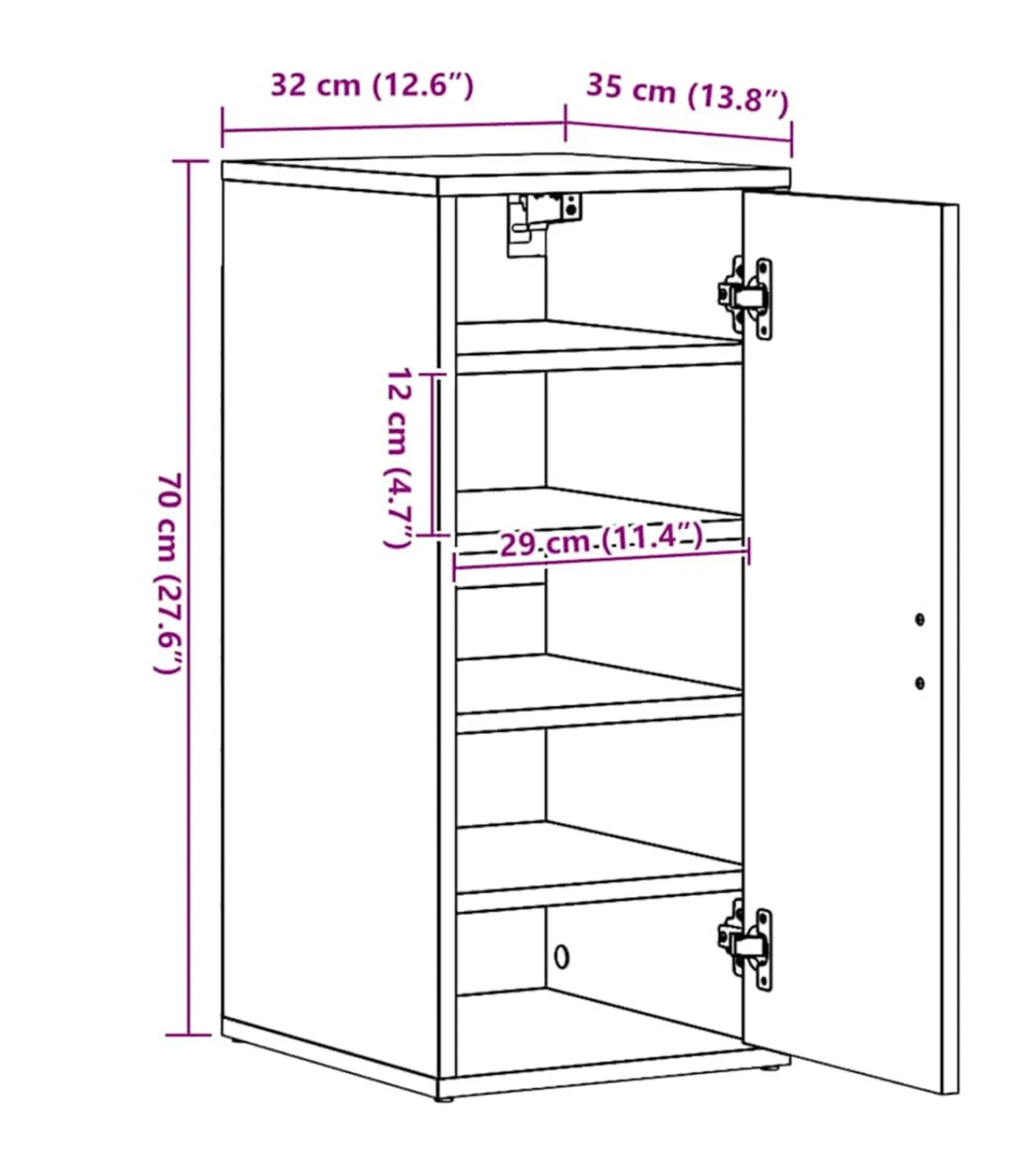 Discount Schoenenkast 32x35x70 cm spaanplaat zwart eikenkleurig Organiseren