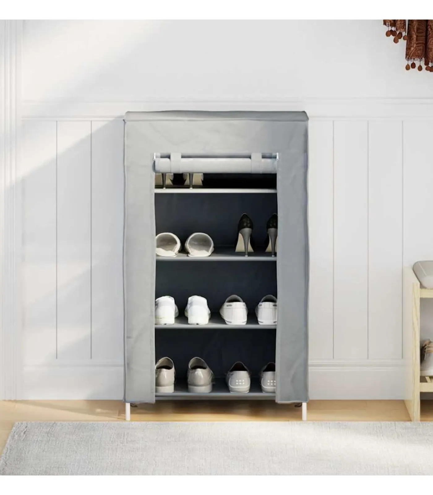 vidaXL Schoenenkast 60,5x30x97 cm vliesvlies grijs