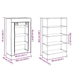 vidaXL Schoenenkast 60,5x30x97 cm vliesvlies grijs