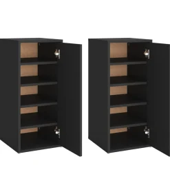 vidaXL Schoenenkasten 2 st 32x35x70 cm spaanplaat zwart