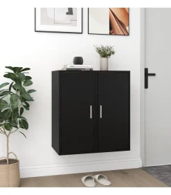 vidaXL Schoenenkasten 2 st 32x35x70 cm spaanplaat zwart