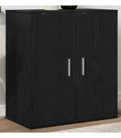 vidaXL Schoenenkasten 32x35x70 cm spaanplaat 2 st zwart eikenkleurig