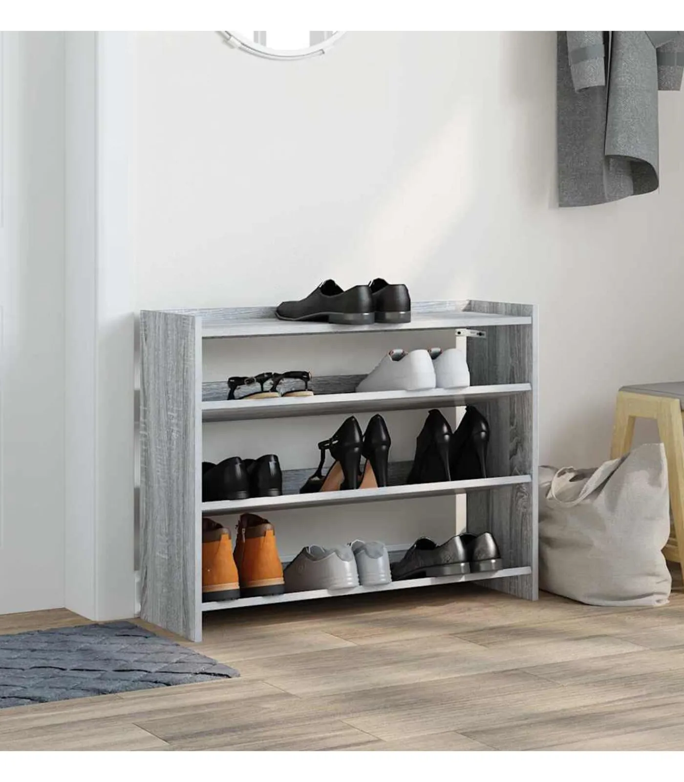 vidaXL Schoenenrek 80x25x62 cm bewerkt hout grijs sonoma eikenkleur