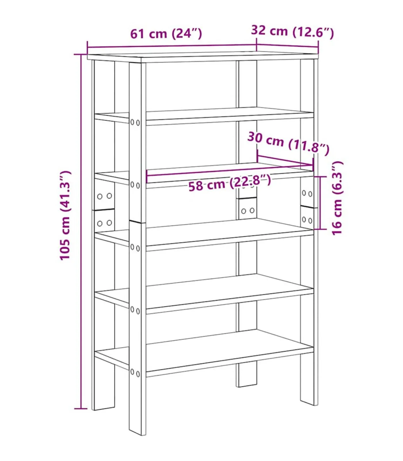 vidaXL Schoenenrek 61x32x105 cm bewerkt hout bruin eikenkleur