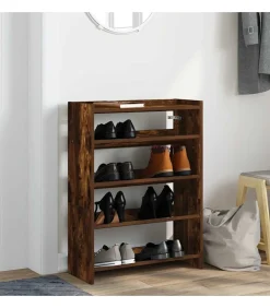 vidaXL Schoenenrek 60x25x81 cm bewerkt hout gerookt eikenkleurig