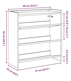 vidaXL Schoenenrek 60x25x62 cm bewerkt hout betongrijs