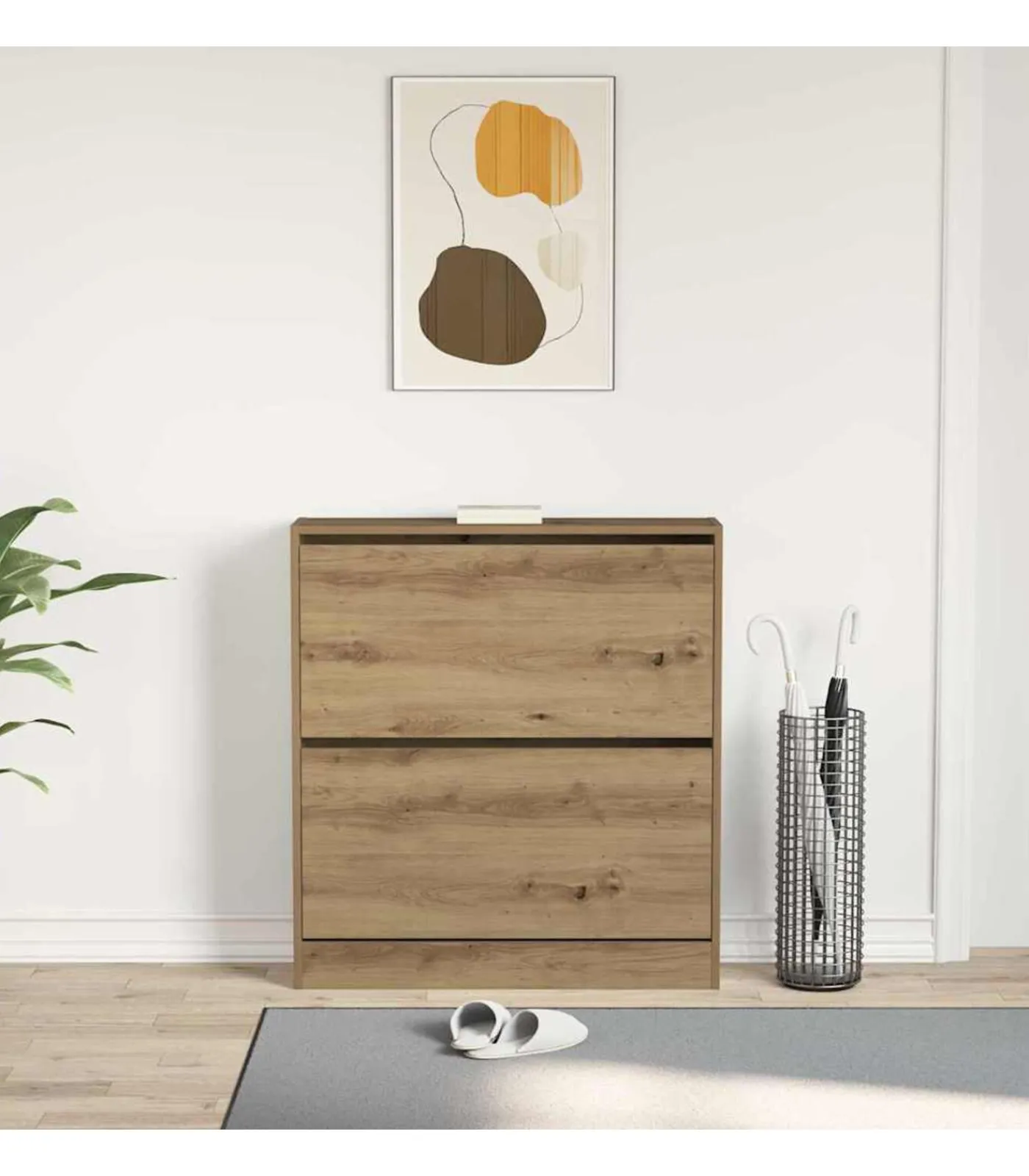 vidaXL Schoenkast Gerookt eiken 80 x 21 x 87.5 cm Bewerkt hout